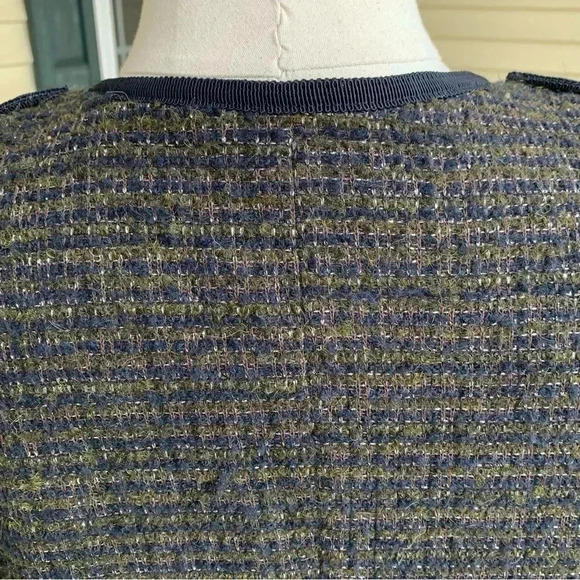 Talbots Italian Wool Alpaca Blend Blazer Jacket Olive Navy Tweed Sz 16 Military - Picture 3 of 9